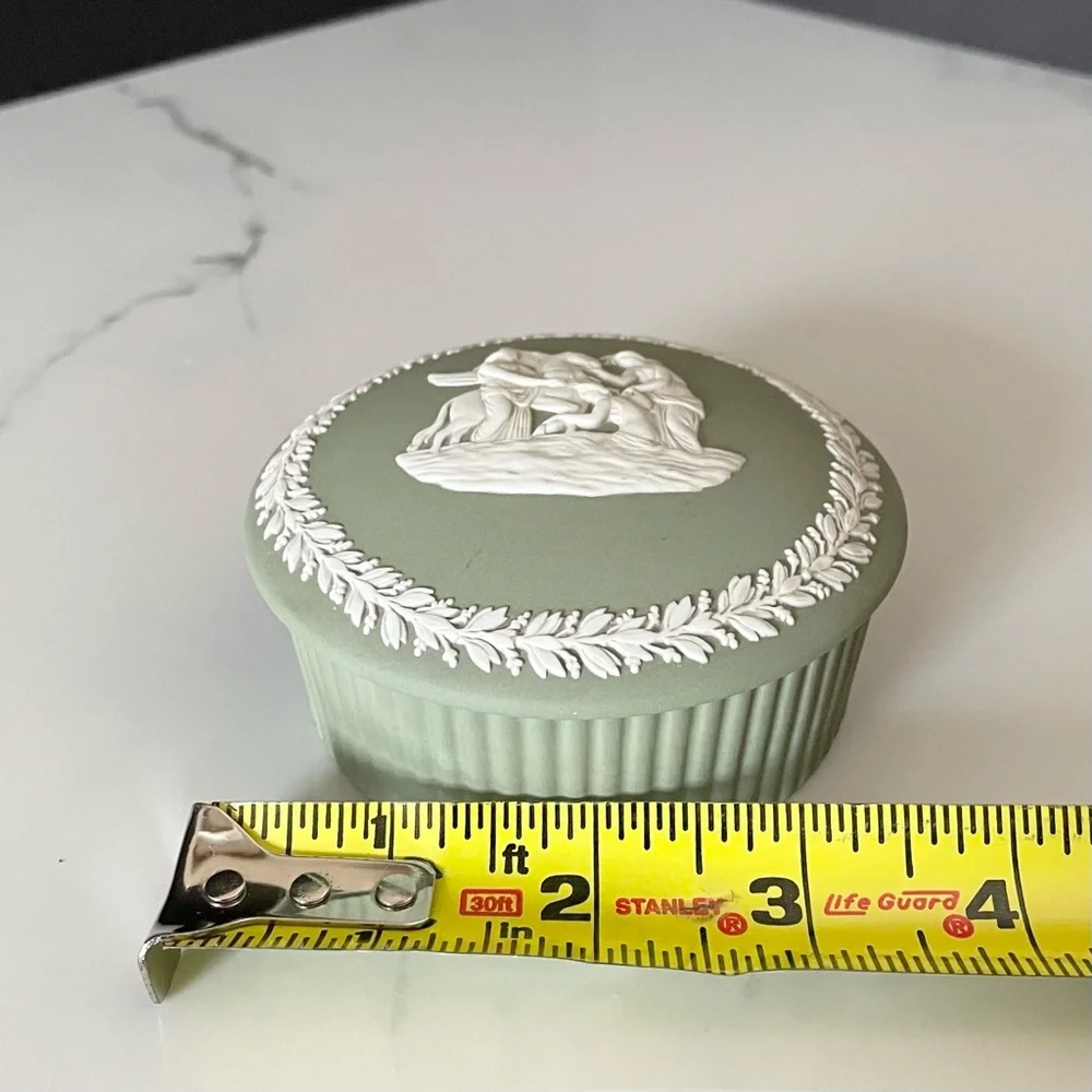 Trinket or Jewelry Box - Green Jasperware by Wedgwood